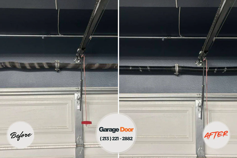 Before and after: garage door repair Texanna, OK